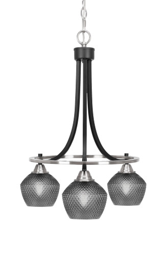 Toltec Lighting Paramount 3 Light Downlight Chandelier, Matte Black & Brushed Nickel Finish, 6" Smoke Textured Glass (3413-MBBN-4622)