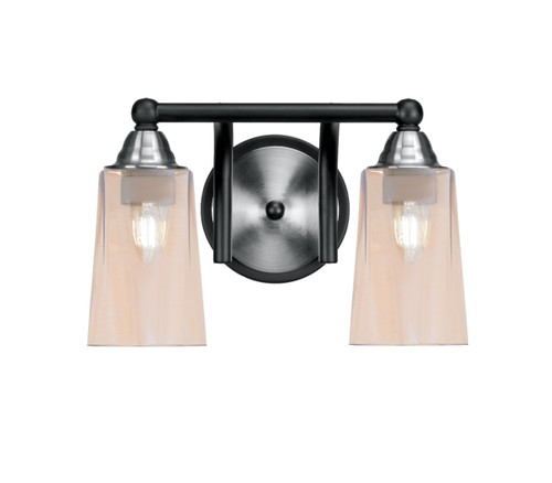Toltec Lighting Paramount 2 Light Bath Bar, Matte Black & Brushed Nickel Finish, 4.5" W x 6.5" H Amber Gradient Glass (3422-MBBN-263)