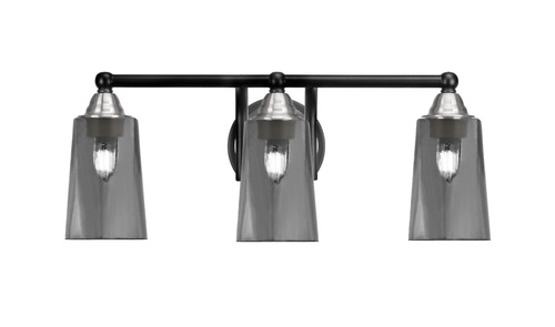 Toltec Lighting Paramount 3 Light Bath Bar, Matte Black & Brushed Nickel Finish, 4.5" W x 6.5" H Smoke Bubble Glass (3423-MBBN-262)