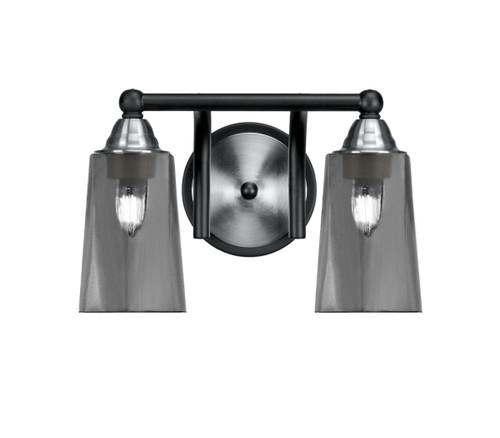 Toltec Lighting Paramount 2 Light Bath Bar, Matte Black & Brushed Nickel Finish, 4.5" W x 6.5" H Smoke Bubble Glass (3422-MBBN-262)
