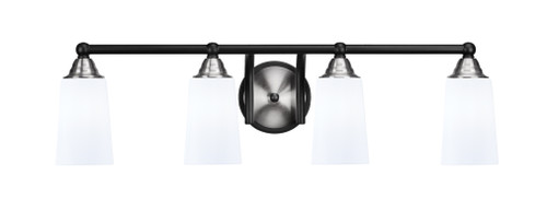 Toltec Lighting Paramount 4 Light Bath Bar, Matte Black & Brushed Nickel Finish, 4.5" W x 6.5" H White Opal Glass (3424-MBBN-261)