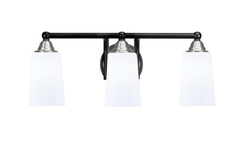 Toltec Lighting Paramount 3 Light Bath Bar, Matte Black & Brushed Nickel Finish, 4.5" W x 6.5" H White Opal Glass (3423-MBBN-261)