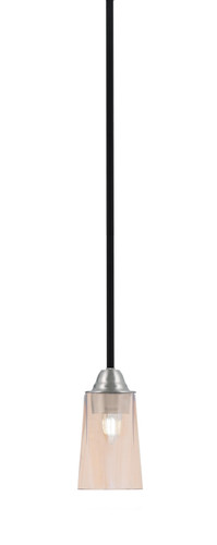 Toltec Lighting Paramount Mini Pendant, Matte Black & Brushed Nickel Finish, 4.5" W x 6.5" H Amber Gradient Glass (3401-MBBN-263)