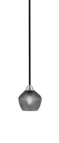 Toltec Lighting Paramount Stem Hung Mini Pendant, Matte Black & Brushed Nickel Finish, 6" Smoke Textured Glass (3401-MBBN-4622)