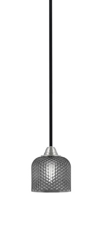 Toltec Lighting Paramount Stem Hung Mini Pendant, Matte Black & Brushed Nickel Finish, 6" Smoke Textured Glass (3401-MBBN-4612)