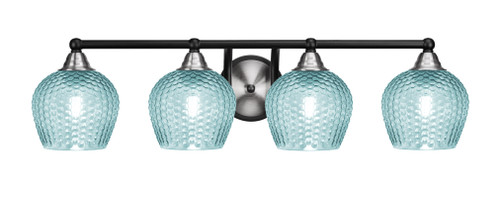 Toltec Lighting Paramount 4 Light Bath Bar, Matte Black & Brushed Nickel Finish, 6" Turquoise Textured Glass (3424-MBBN-4605)