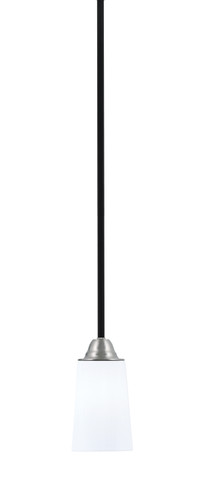 Toltec Lighting Paramount Mini Pendant, Matte Black & Brushed Nickel Finish, 4.5" W x 6.5" H White Opal Glass (3401-MBBN-261)