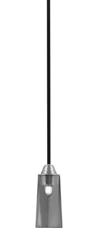 Toltec Lighting Paramount Mini Pendant, Matte Black & Brushed Nickel Finish, 5" W x 10" H Smoke Bubble Glass (3401-MBBN-292)