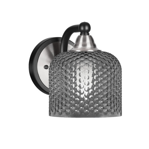 Toltec Lighting Paramount 1 Light Wall Sconce, Matte Black & Brushed Nickel Finish, 6" Smoke Textured Glass (3421-MBBN-4612)
