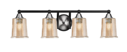 Toltec Lighting Paramount 4 Light Bath Bar, Matte Black & Brushed Nickel Finish, 5.25" Amber Bubble Glass (3424-MBBN-5033)