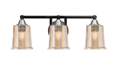 Toltec Lighting Paramount 3 Light Bath Bar, Matte Black & Brushed Nickel Finish, 5.25" Amber Bubble Glass (3423-MBBN-5033)