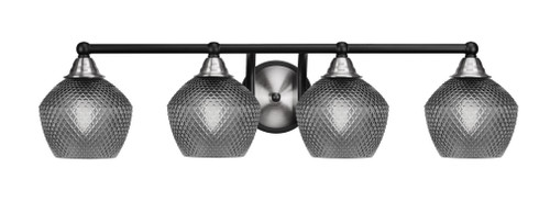Toltec Lighting Paramount 4 Light Bath Bar, Matte Black & Brushed Nickel Finish, 6" Smoke Textured Glass (3424-MBBN-4622)