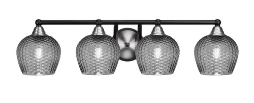 Toltec Lighting Paramount 4 Light Bath Bar, Matte Black & Brushed Nickel Finish, 6" Smoke Textured Glass (3424-MBBN-4602)