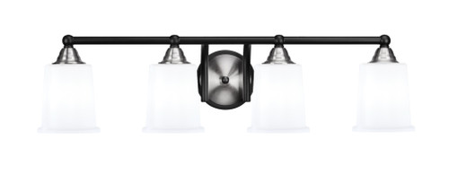 Toltec Lighting Paramount 4 Light Bath Bar, Matte Black & Brushed Nickel Finish, 5.25" White Opal Glass (3424-MBBN-5031)