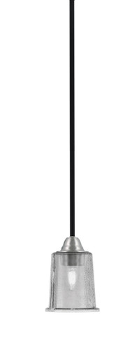 Toltec Lighting Paramount Mini Pendant, Matte Black & Brushed Nickel Finish, 5.25" Smoke Bubble Glass (3401-MBBN-5032)