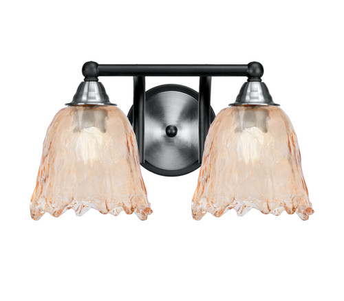 Toltec Lighting Paramount 2 Light Bath Bar, Matte Black & Brushed Nickel Finish, 7" Amber Lava Glass (3422-MBBN-4233)