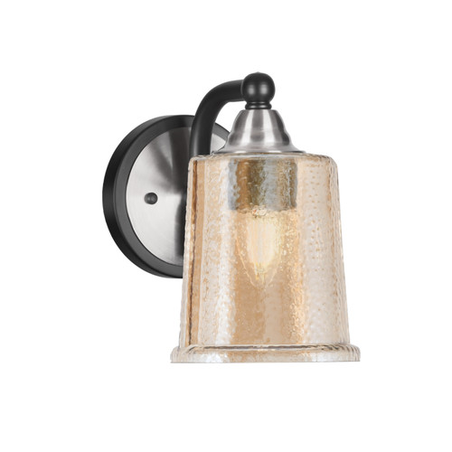 Toltec Lighting Paramount Wall Sconce, Matte Black & Brushed Nickel Finish, 5.25" Amber Bubble Glass (3421-MBBN-5033)