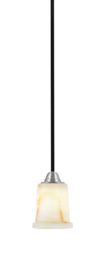 Toltec Lighting Paramount Mini Pendant, Matte Black & Brushed Nickel Finish, 5" Natural Stone Shade (3401-MBBN-4128)