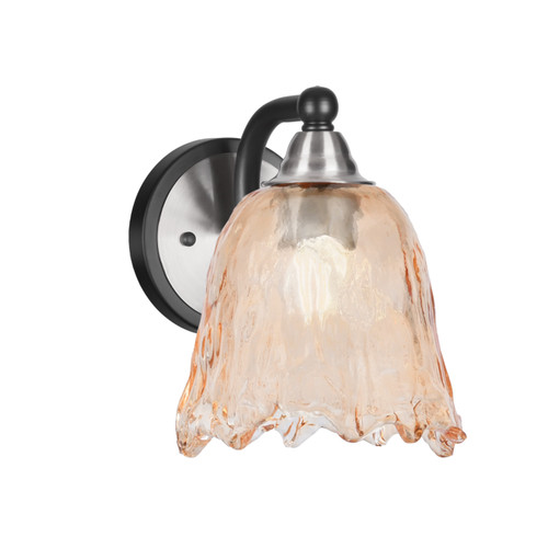 Toltec Lighting Paramount Wall Sconce, Matte Black & Brushed Nickel Finish, 7" Amber Lava Glass (3421-MBBN-4233)