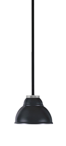 Toltec Lighting Sandia 1 Light Stem Mini Pendant, Matte Black & Graphite Finish, 7" Matte Black Double Bubble Metal Shade (6201-MBGP-427-MB)