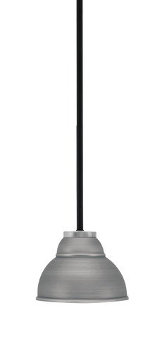 Toltec Lighting Sandia 1 Light Stem Mini Pendant, Matte Black & Graphite Finish, 7" Graphite Double Bubble Metal Shade (6201-MBGP-427-GP)