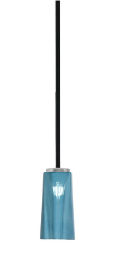 Toltec Lighting Sandia Stem Hung Mini Pendant Matte Black & Graphite Finish With 5" W x 9.75" H Blue Gradient Glass (6201-MBGP-295)