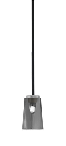Toltec Lighting Sandia Stem Hung Mini Pendant Matte Black & Graphite Finish With 4.5" W x 6.5" H Smoke Bubble Glass (6201-MBGP-262)