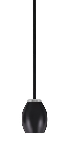 Toltec Lighting Sandia 1 Light Stem Mini Pendant, Matte Black & Graphite Finish, 5" Matte Black Oval Metal Shade (6201-MBGP-426-MB)