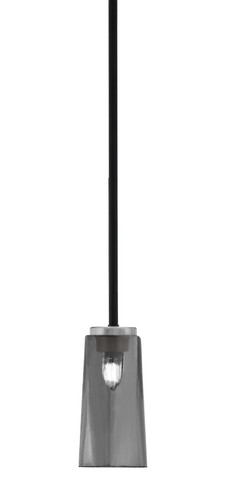 Toltec Lighting Sandia Stem Hung Mini Pendant Matte Black & Graphite Finish With 5" W x 10" H Smoke Bubble Glass (6201-MBGP-292)