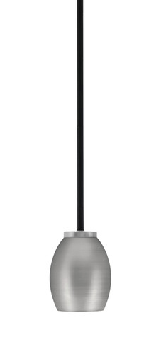Toltec Lighting Sandia 1 Light Stem Mini Pendant, Matte Black & Graphite Finish, 5" Graphite Oval Metal Shade (6201-MBGP-426-GP)