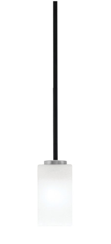 Toltec Lighting Sandia 1 Light Stem Mini Pendant, Matte Black & Graphite Finish, 3.5" Square White Marble Glass (6201-MBGP-541)