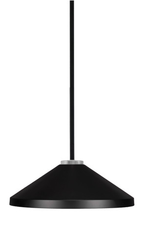 Toltec Lighting Sandia 1 Light Stem Pendant, Matte Black & Graphite Finish, 14" Matte Black Cone Metal Shade (6201-MBGP-424-MB)
