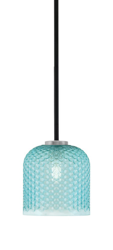 Toltec Lighting Sandia 1 Light Stem Mini Pendant, Matte Black & Graphite Finish, 7" Turquoise Textured Glass (6201-MBGP-4915)