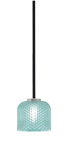 Toltec Lighting Sandia 1 Light Stem Mini Pendant, Matte Black & Graphite Finish, 6" Turquoise Textured Glass (6201-MBGP-4615)