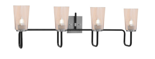 Toltec Lighting Sandia 4 Light Bath Bar, Matte Black & Graphite Finish, 4.5" W x 6.5" H Amber Gradient Glass (6224-MBGP-263)