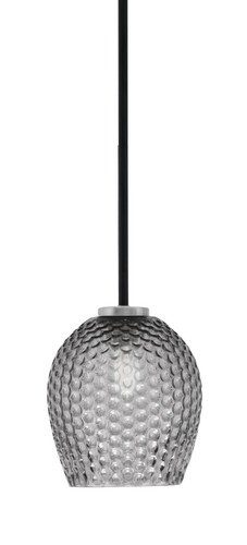 Toltec Lighting Sandia 1 Light Stem Mini Pendant, Matte Black & Graphite Finish, 7.5" Smoke Textured Glass (6201-MBGP-4902)