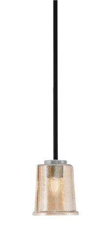 Toltec Lighting Sandia Stem Hung Mini Pendant Matte Black & Graphite Finish With 5.25" Amber Bubble Glass (6201-MBGP-5033)