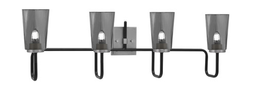 Toltec Lighting Sandia 4 Light Bath Bar, Matte Black & Graphite Finish, 4.5" W x 6.5" H Smoke Bubble Glass (6224-MBGP-262)