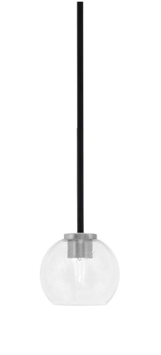 Toltec Lighting Sandia 1 Light Stem Mini Pendant, Matte Black & Graphite Finish, 5.75" Clear Bubble Glass (6201-MBGP-4100)