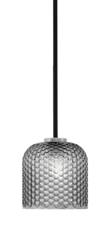 Toltec Lighting Sandia 1 Light Stem Mini Pendant, Matte Black & Graphite Finish, 7" Smoke Textured Glass (6201-MBGP-4912)