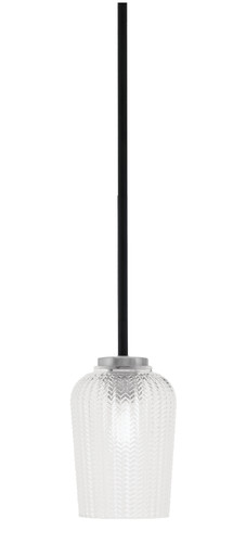 Toltec Lighting Sandia 1 Light Stem Mini Pendant, Matte Black & Graphite Finish, 5" Clear Textured Glass (6201-MBGP-4250)