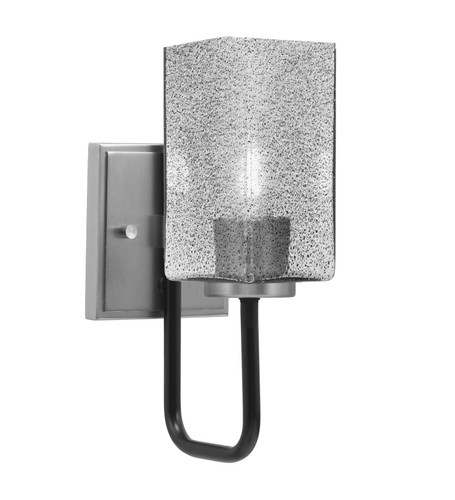 Toltec Lighting Sandia 1 Light Wall Sconce, Matte Black & Graphite Finish, 3.5" Square Smoke Bubble Glass (6221-MBGP-542)