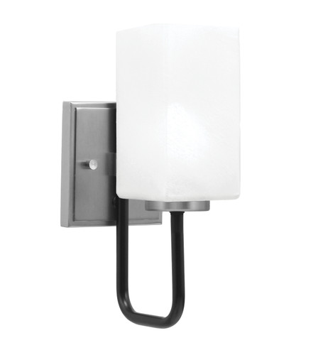 Toltec Lighting Sandia 1 Light Wall Sconce, Matte Black & Graphite Finish, 3.5" Square White Marble Glass (6221-MBGP-541)