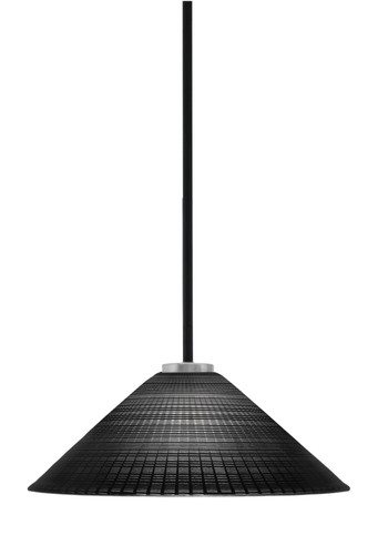 Toltec Lighting Sandia 1 Light Stem Mini Pendant, Matte Black & Graphite Finish, 16" Black Matrix Glass (6201-MBGP-4019)