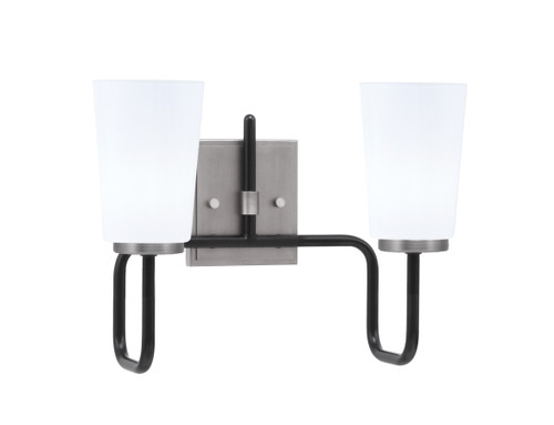 Toltec Lighting Sandia 2 Light Bath Bar, Matte Black & Graphite Finish, 4.5" W x 6.5" H White Opal Glass (6222-MBGP-261)