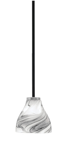 Toltec Lighting Sandia 1 Light Stem Mini Pendant, Matte Black & Graphite Finish, 6.25" Onyx Swirl Glass (6201-MBGP-4769)