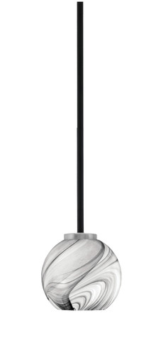 Toltec Lighting Sandia 1 Light Stem Mini Pendant, Matte Black & Graphite Finish, 5.75" Onyx Swirl Glass (6201-MBGP-4109)