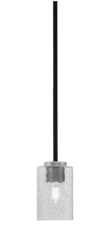 Toltec Lighting Sandia 1 Light Stem Mini Pendant, Matte Black & Graphite Finish, 4" Smoke Bubble Glass (6201-MBGP-3002)