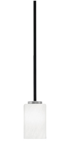 Toltec Lighting Sandia 1 Light Stem Mini Pendant, Matte Black & Graphite Finish, 4" White Marble Glass (6201-MBGP-3001)