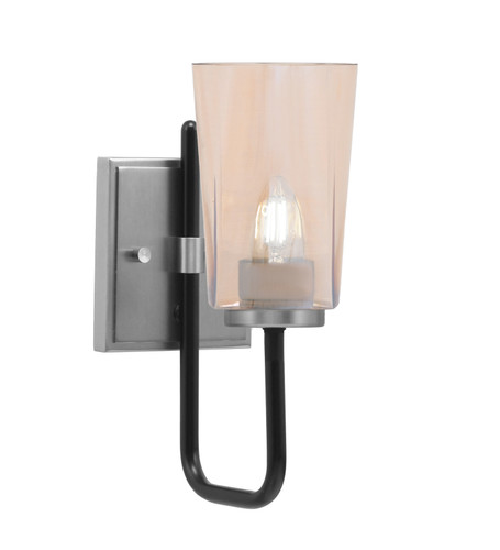 Toltec Lighting Sandia Wall Sconce, Matte Black & Graphite Finish, 4.5" W x 6.5" H Amber Gradient Glass (6221-MBGP-263)